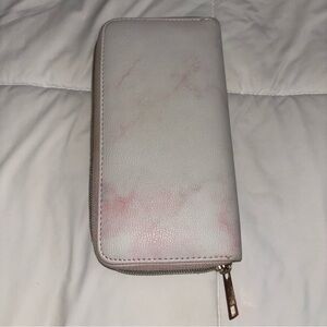 Pink and White marble Zip-Around Wallet